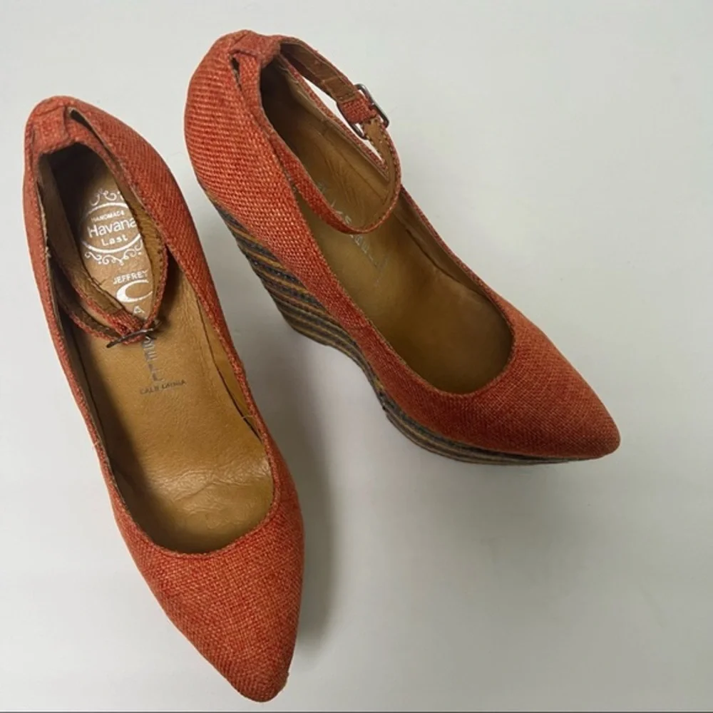 Jeffrey Campbell Orange Multicolor Wedges Weave Pizan Fab Platforms